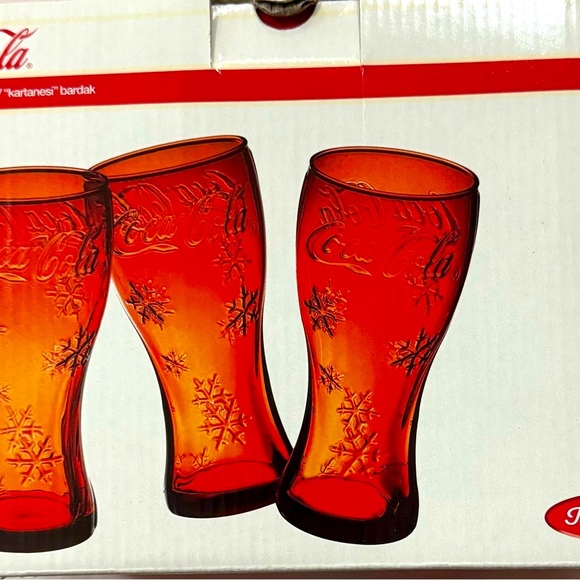 Coca Cola Other - UPC 680678194128 Coca Cola Glass Snowflake Tumblers Set Of 6 Red Glasses
